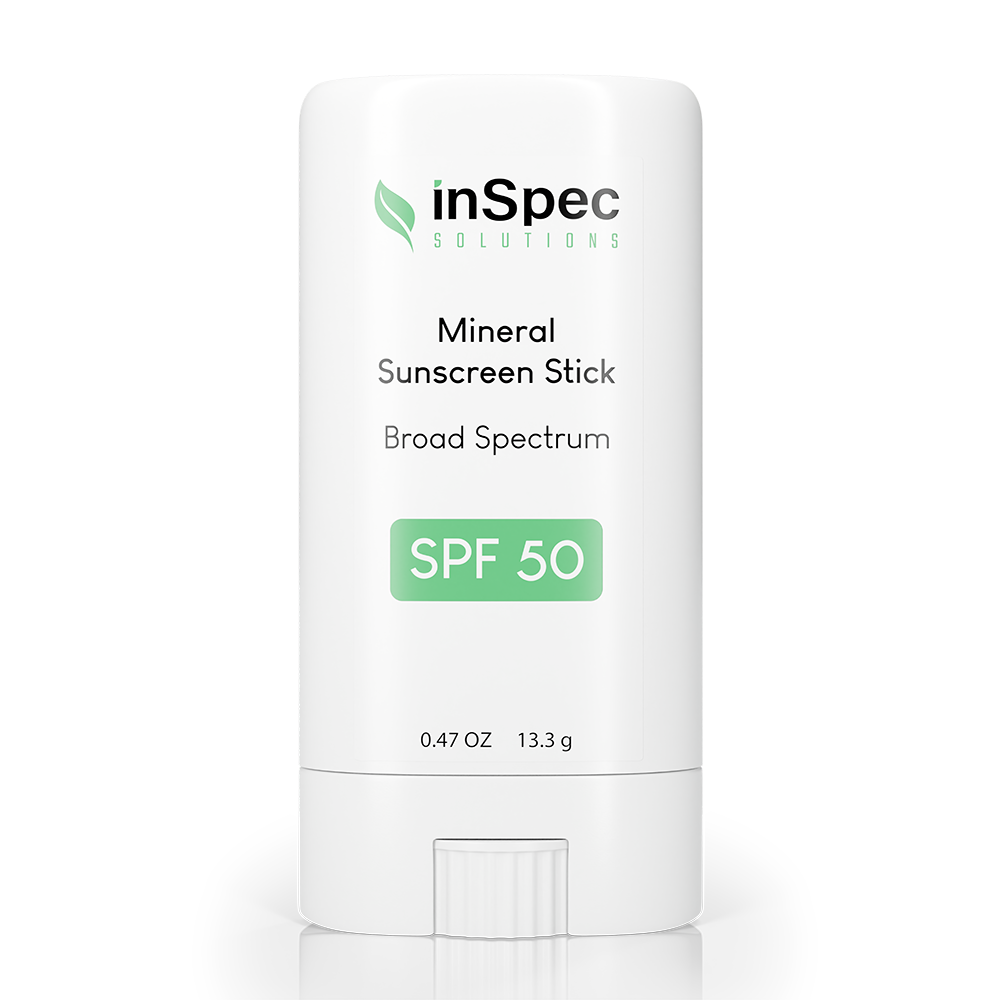 SPF 50 Mineral Sunscreen Stick for Sensitive Skin illustrative concept packaging